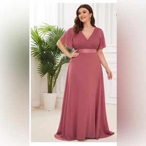 NWT Double v neck ruffles plus size evening dress